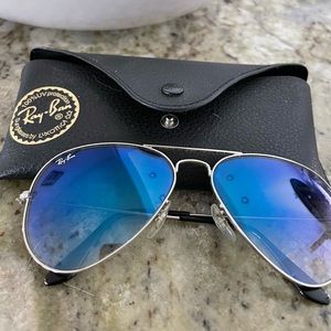 RAYBAN blue gradient aviators with silver frame